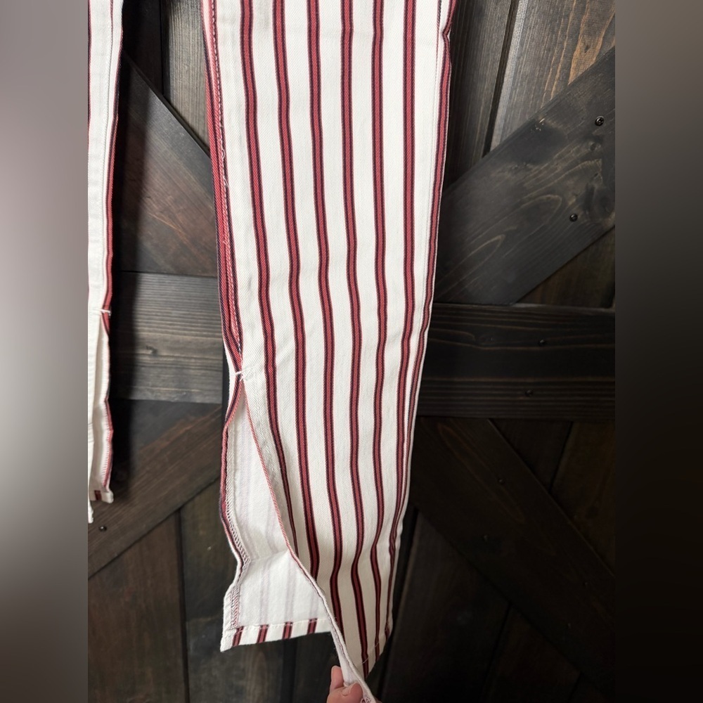 WeWoreWhat Rocker Stripe Jeans Stiletto Slit Red White Size 25 NWT High Rise - Picture 4 of 6